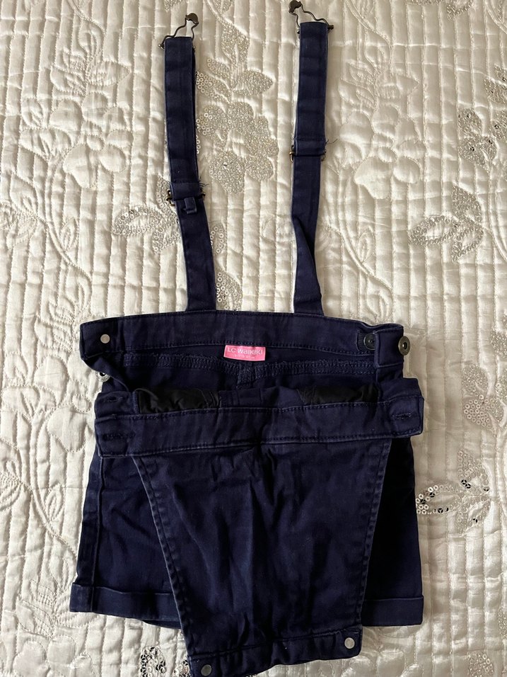 Nakışlı Lacivert Kız Kot Tulum - Görsel 5