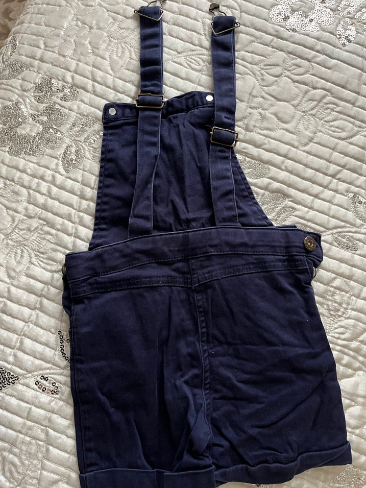 Nakışlı Lacivert Kız Kot Tulum - Görsel 2