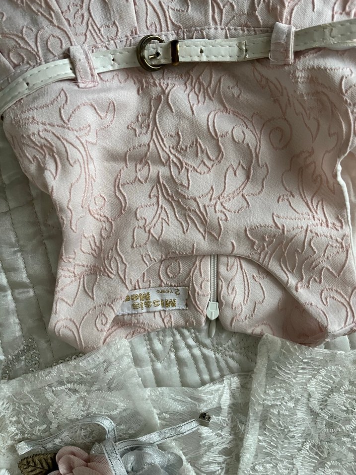 Nakışlı Pembe Dantel Detaylı Bebek Kız Takımı - Görsel 3