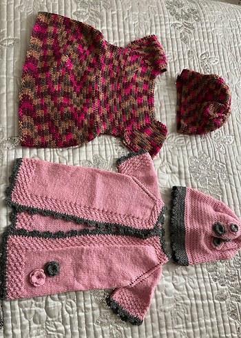 Kız Çocuk Örgü Bohem Yelek ve Hırka Seti - Görsel 4