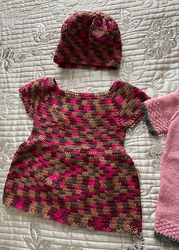 Kız Çocuk Örgü Bohem Yelek ve Hırka Seti - Görsel 2