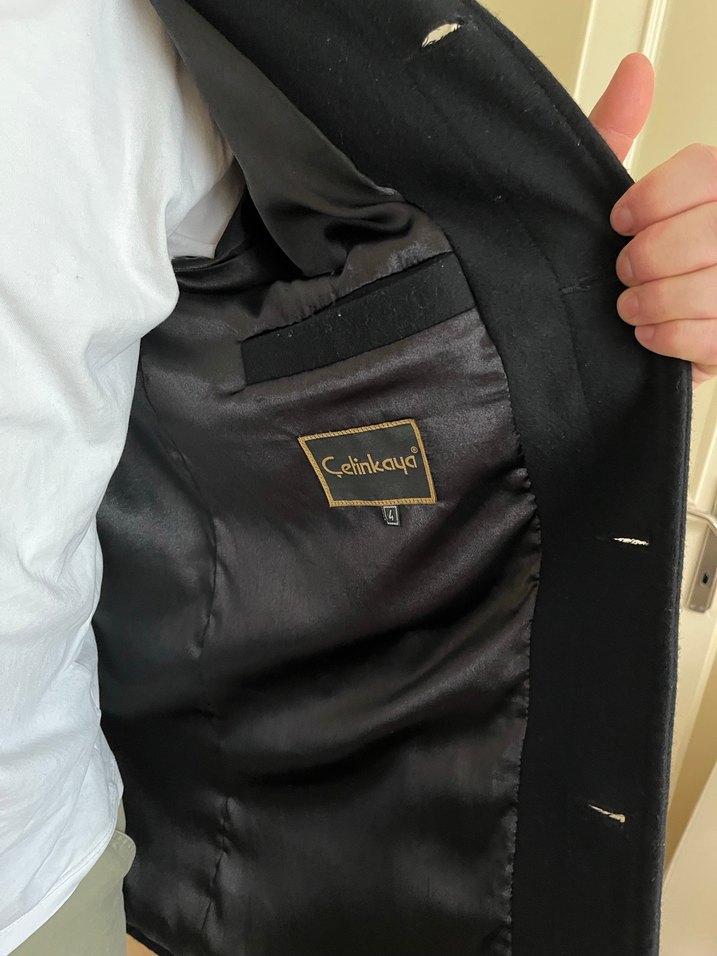 Düğmeli Siyah Erkek Kaban, Regular Fit - Görsel 2