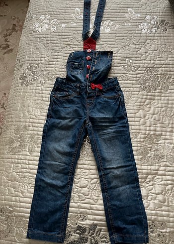 Kız Çocuk Nakışlı Kot Salopet - Görsel 3