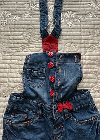 Kız Çocuk Nakışlı Kot Salopet - Görsel 2