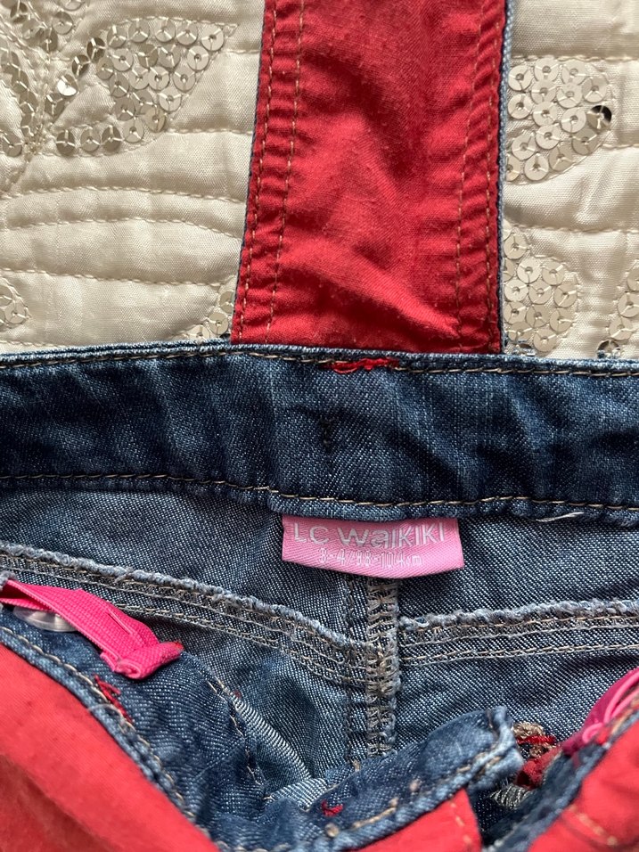 Kız Çocuk Nakışlı Kot Salopet - Görsel 4