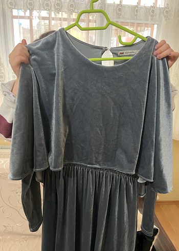 Gri Kadın Uzun Salaş Elbise - Görsel 4