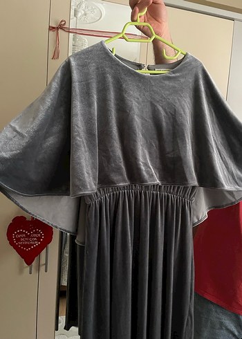 Gri Kadın Uzun Salaş Elbise - Görsel 5