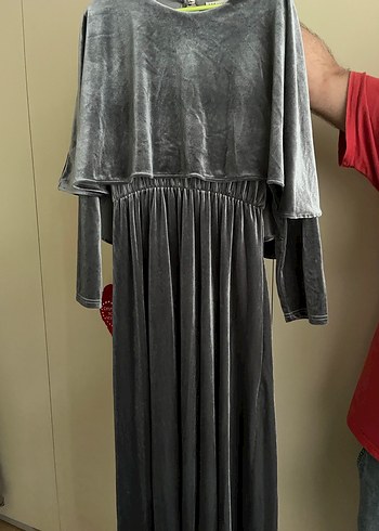 Gri Kadın Uzun Salaş Elbise - Görsel 2