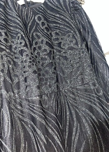 Siyah Drapeli Uzun Kollu Gotik Abiye Elbise 38-40 - Görsel 2