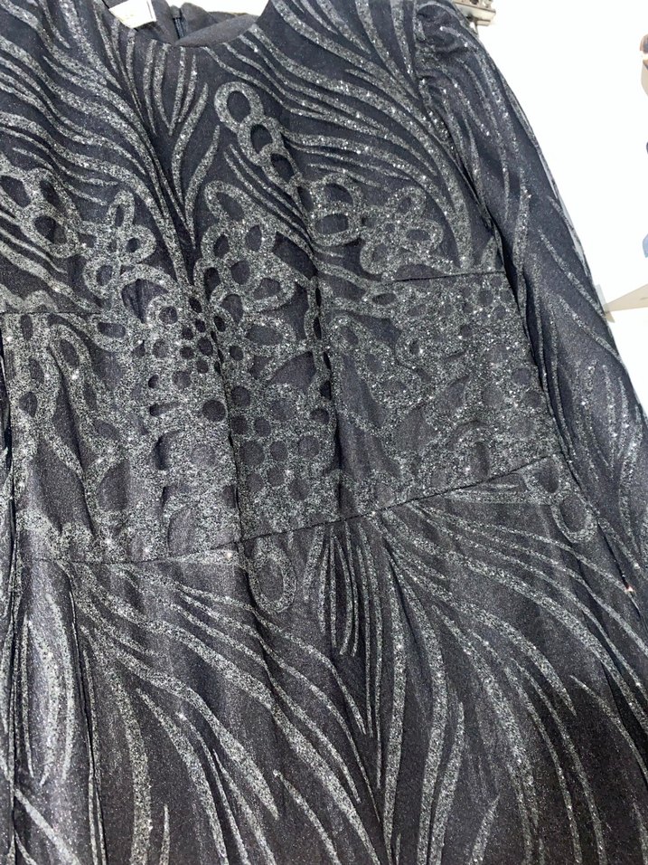 Siyah Drapeli Uzun Kollu Gotik Abiye Elbise 38-40 - Görsel 2