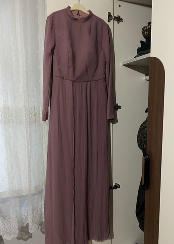 Kadın Bej Pilili Uzun Elbise38-40 bendene olur - Görsel 3