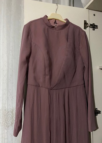 Kadın Bej Pilili Uzun Elbise38-40 bendene olur - Görsel 5