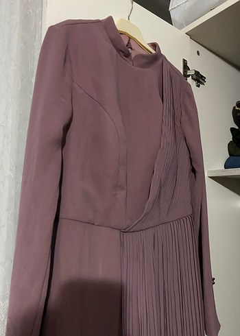 Kadın Bej Pilili Uzun Elbise38-40 bendene olur - Görsel 2