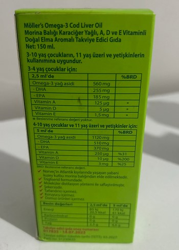 Möller's Omega 3 Morina Balığı Karaciğer Yağı 150ml - Görsel 2
