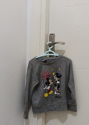 Kız Çocuk Gri Mickey Baskılı Sweatshirt - Görsel 2