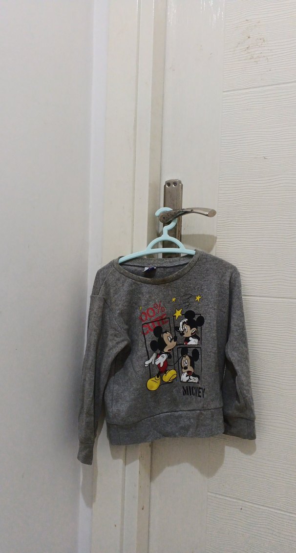 Kız Çocuk Gri Mickey Baskılı Sweatshirt - Görsel 2