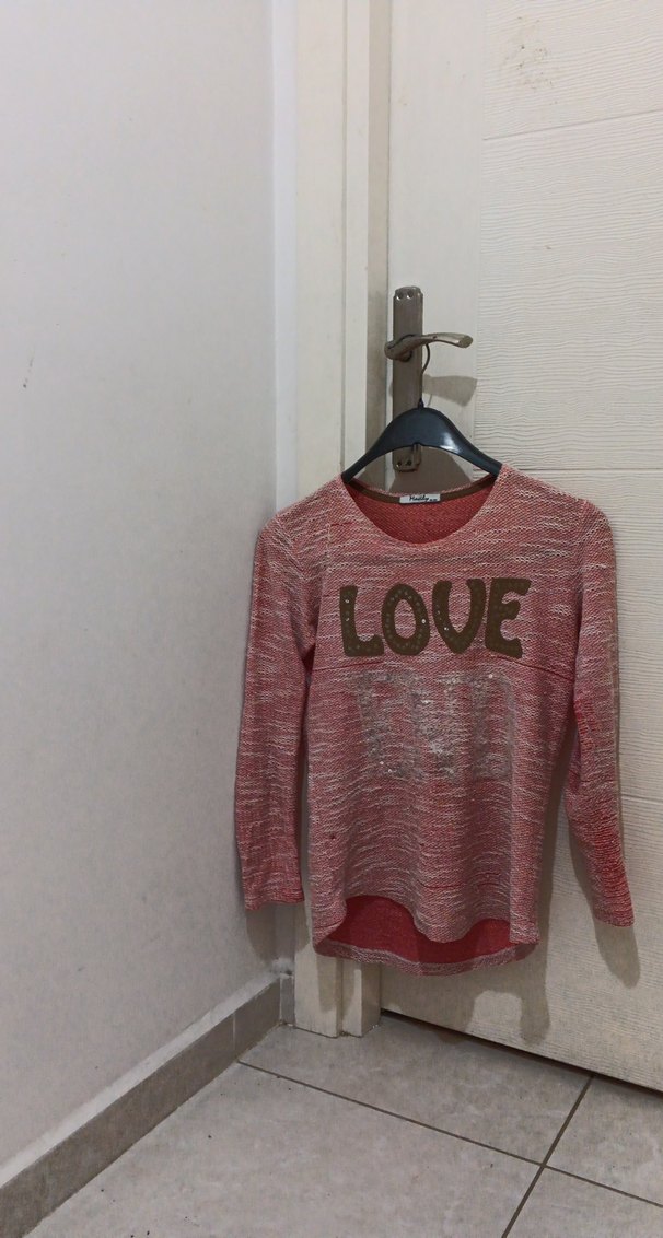 pembe pul detaylı triko kazak - Görsel 2