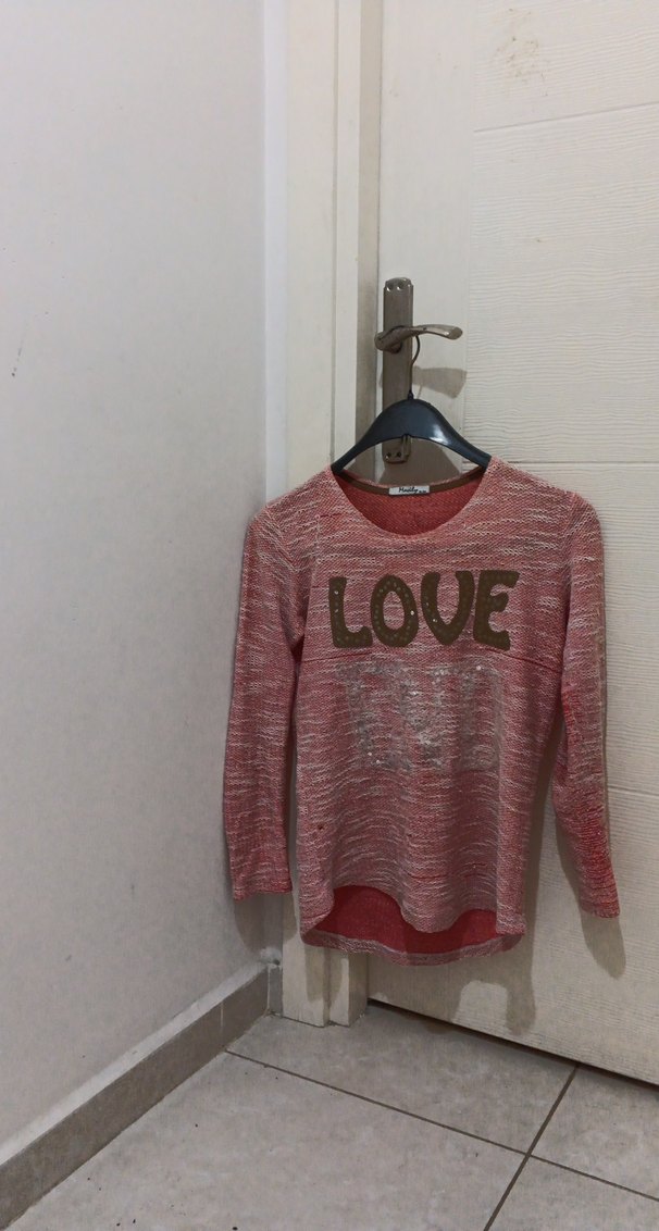 pembe pul detaylı triko kazak - Görsel 3