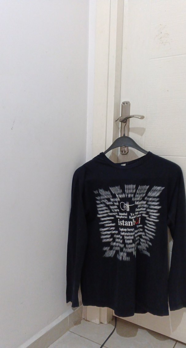 zincir detaylı siyah uzun kollu sweatshirt - Görsel 2