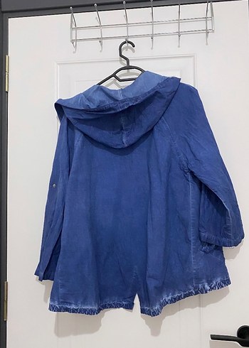 Kadın Mavi Rahat Kesim Midi Denim Ceket - Görsel 2