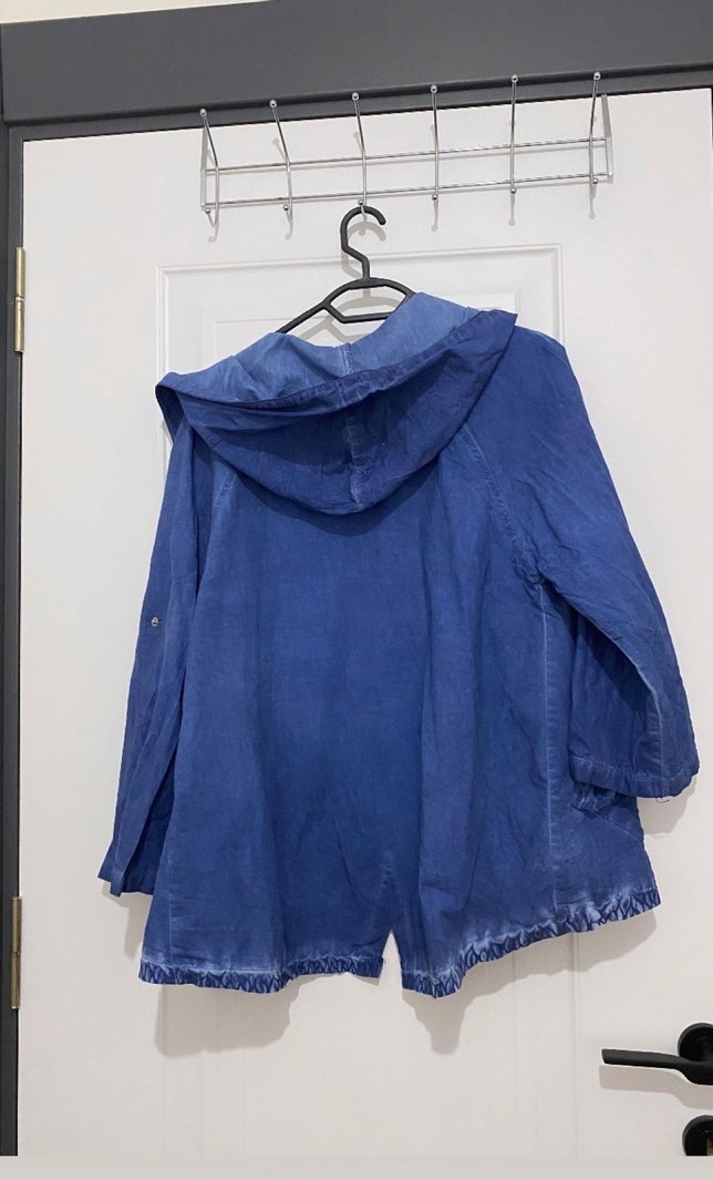 Kadın Mavi Rahat Kesim Midi Denim Ceket - Görsel 2