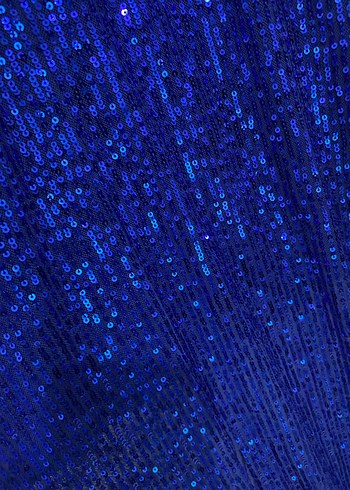 Mavi Parlak Drapeli Uzun Kadın Abiye Elbise - Görsel 4