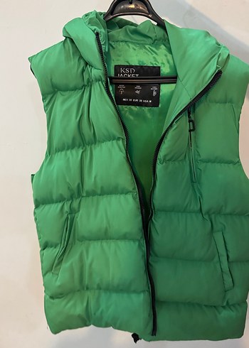 Yeşil Şişme Fermuarlı Kadın Yelek - Görsel 3