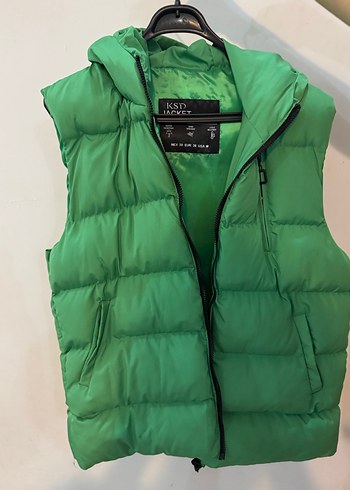 Yeşil Şişme Fermuarlı Kadın Yelek - Görsel 4