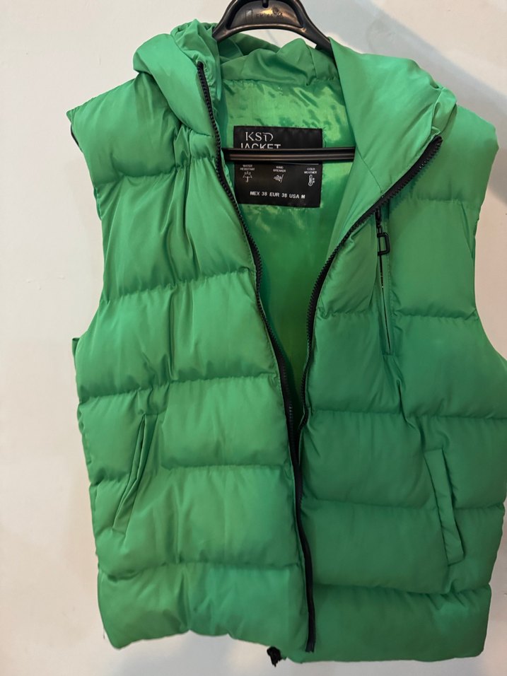 Yeşil Şişme Fermuarlı Kadın Yelek - Görsel 3