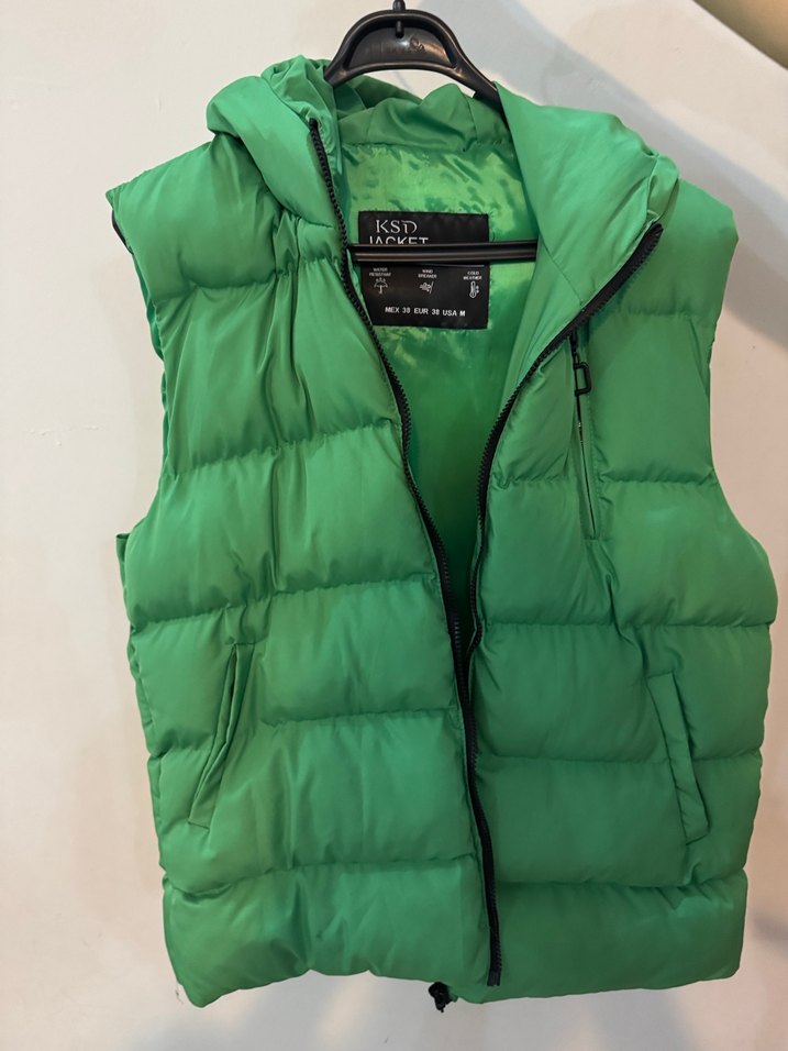 Yeşil Şişme Fermuarlı Kadın Yelek - Görsel 4