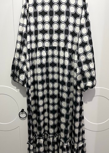 S-M beden Uzun Puantiyeli Bohem Elbise - Görsel 2