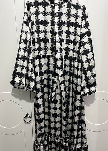 S-M beden Uzun Puantiyeli Bohem Elbise - Görsel 3