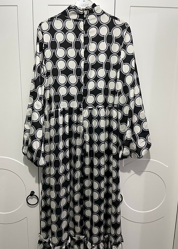 S-M beden Uzun Puantiyeli Bohem Elbise - Görsel 4