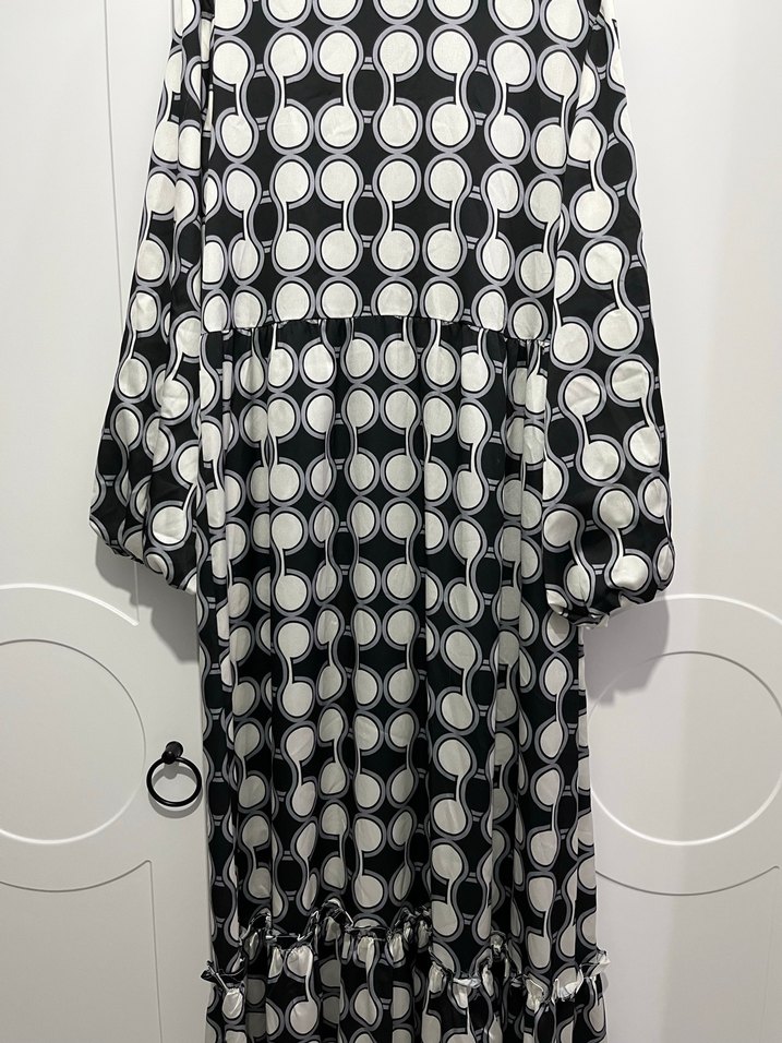 S-M beden Uzun Puantiyeli Bohem Elbise - Görsel 2