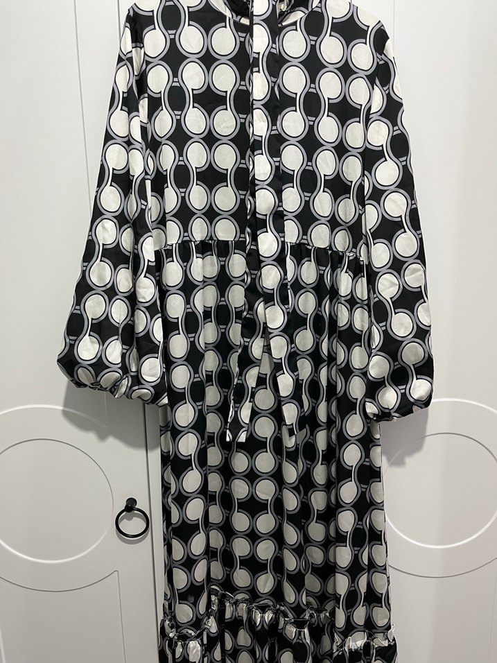 S-M beden Uzun Puantiyeli Bohem Elbise - Görsel 3