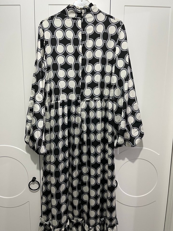 S-M beden Uzun Puantiyeli Bohem Elbise - Görsel 4