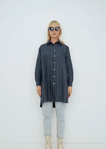 Kadın Çizgili Oduncu Gömlek - Görsel 3