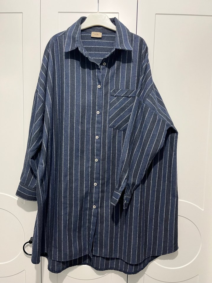 Kadın Çizgili Oduncu Gömlek - Görsel 4