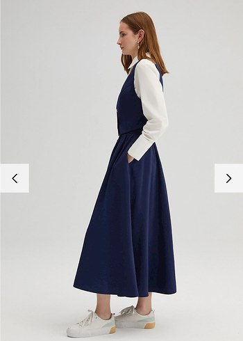 Touche Düğmeli Lacivert Kadın Etek Ceket - Görsel 2