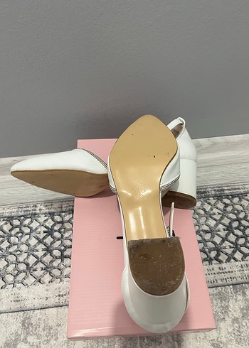 Beyaz Tokalı Kadın Topuklu Abiye Ayakkabı - Görsel 4