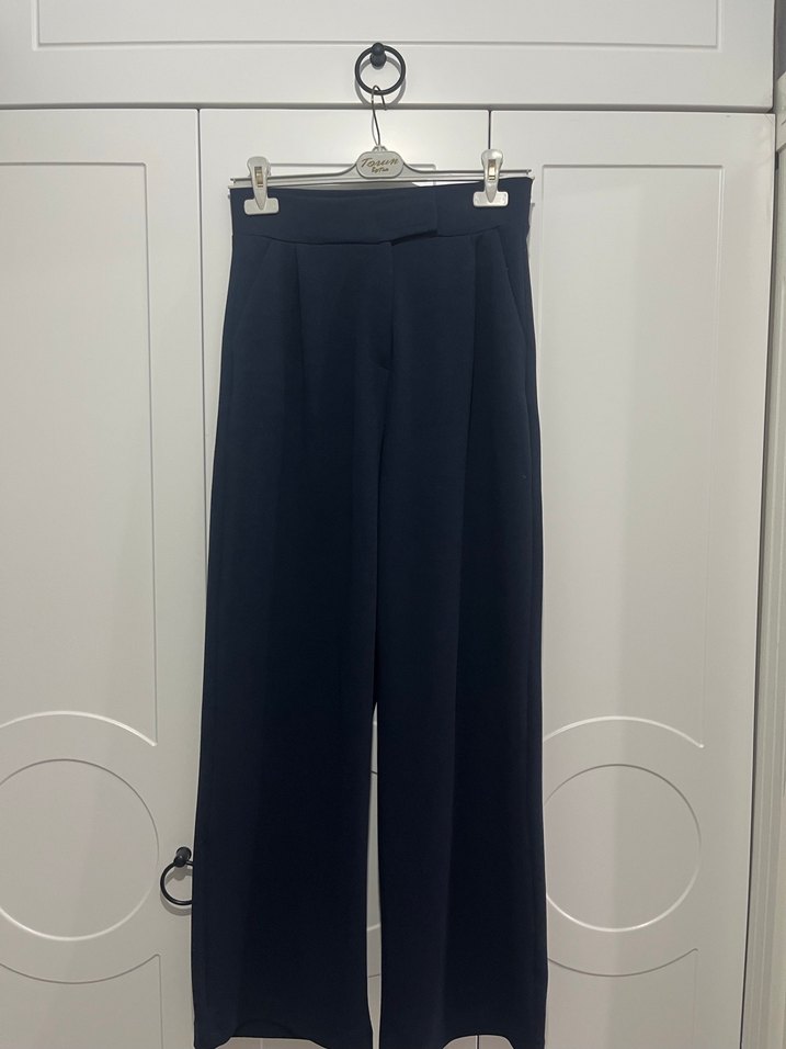 Lacivert Kadın Palazzo Pantolon - Görsel 4