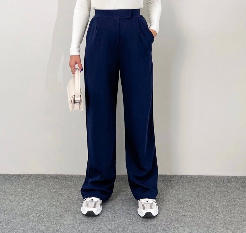 Lacivert Kadın Palazzo Pantolon - Görsel 3