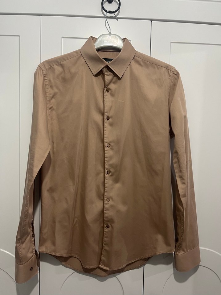 Bej Düğmeli Erkek Gömlek - Görsel 2