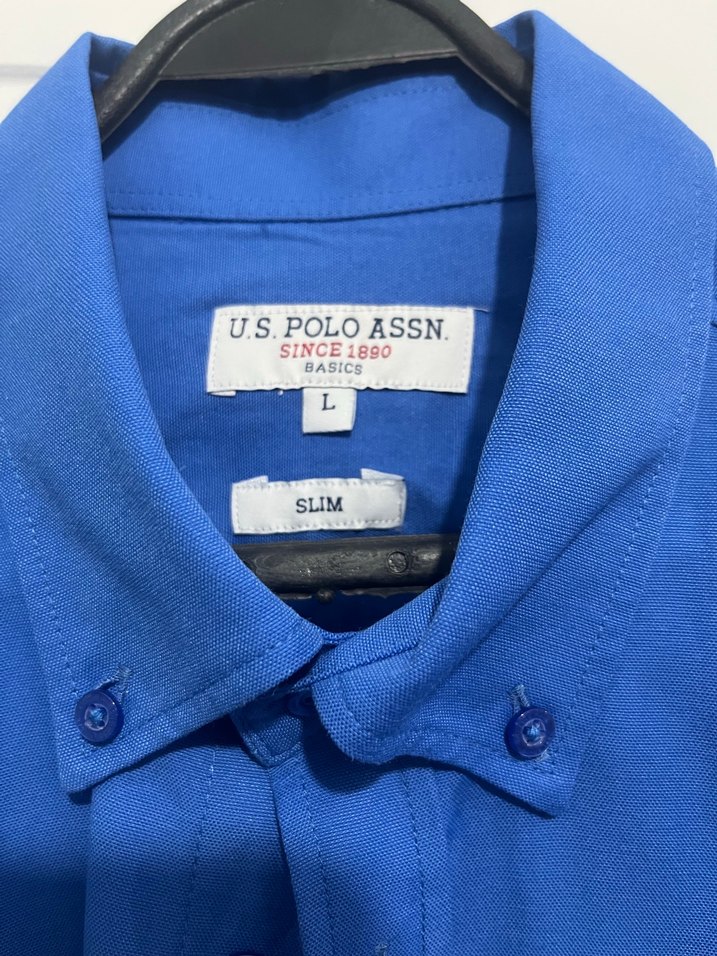 İndigo Düğmeli Uzun Kollu Erkek Gömlek - Görsel 5