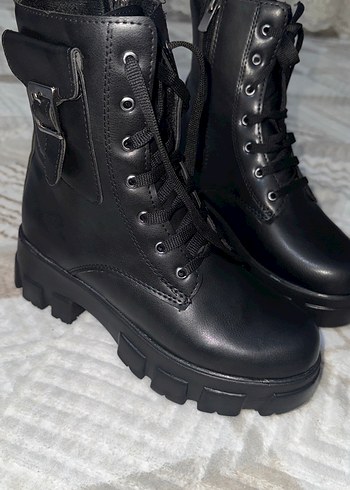 Siyah Goth Tarzı Lastik Kadın Bot 37 numara - Görsel 3