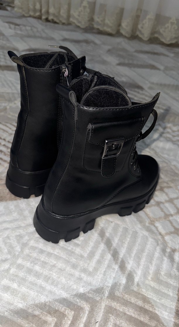 Siyah Goth Tarzı Lastik Kadın Bot 37 numara - Görsel 5