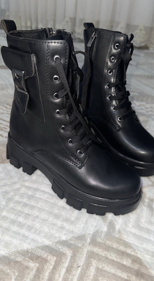 Siyah Goth Tarzı Lastik Kadın Bot 37 numara - Görsel 3