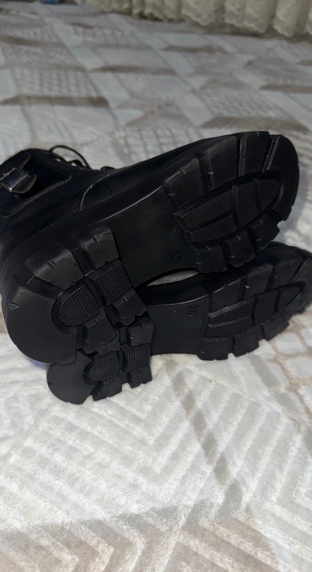 Siyah Goth Tarzı Lastik Kadın Bot 37 numara - Görsel 4