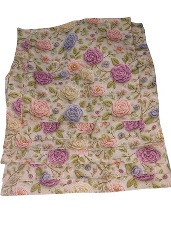 Kırmızı Nakış efektli Masa Örtüsü kırlent kılıfı  ranırlık kumaş - Görsel 2