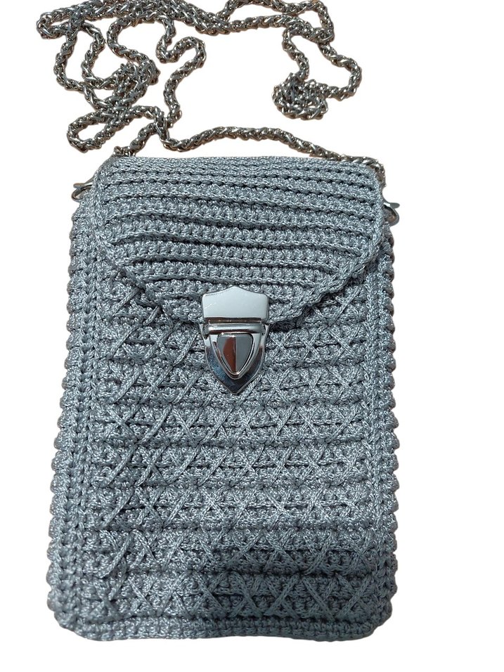 Gri El Örgüsü Kadın Çapraz Çanta - Görsel 2